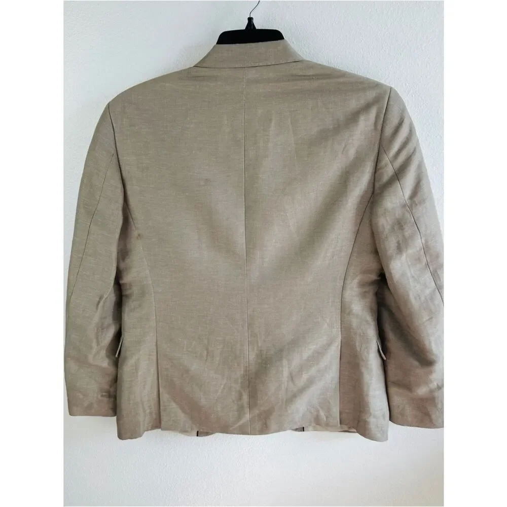 Perry Ellis Beige Linen Blend Suit Jacket Skim Fit Size 40 Short Flaw